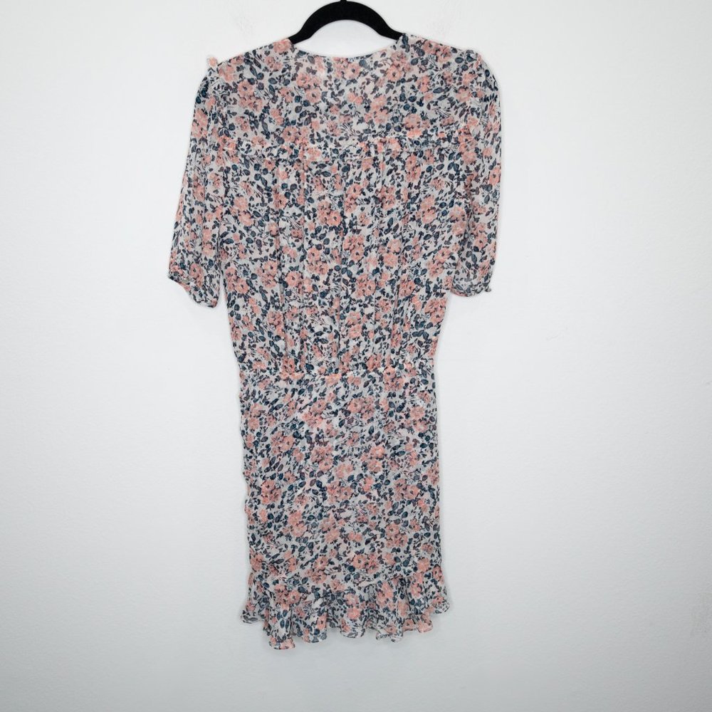Veronica Beard Dakota Dress Gardenia Floral Print Ruched Mini Silk N14 - Picture 4 of 9